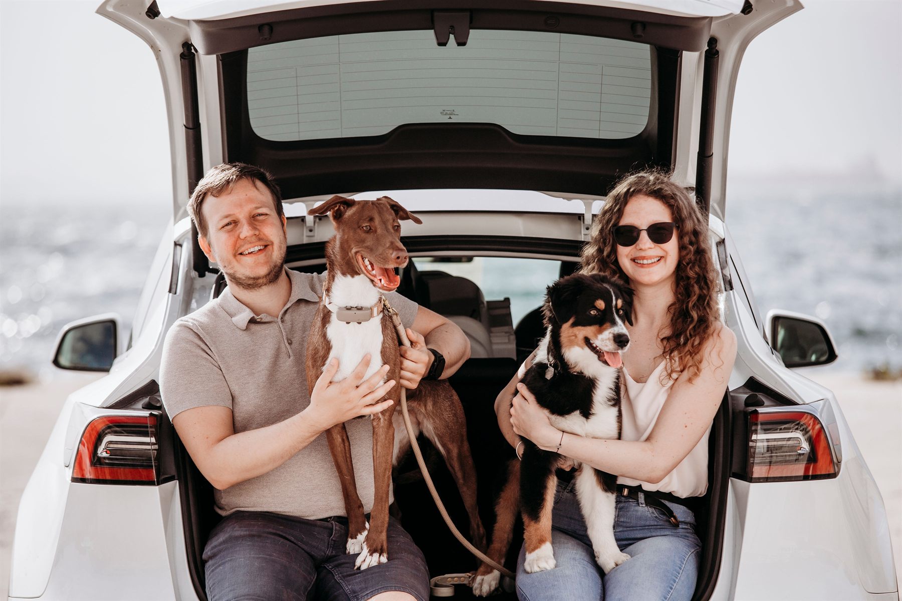 Gábor Szabó with his partner Betti and their dogs Hazel and Gaia