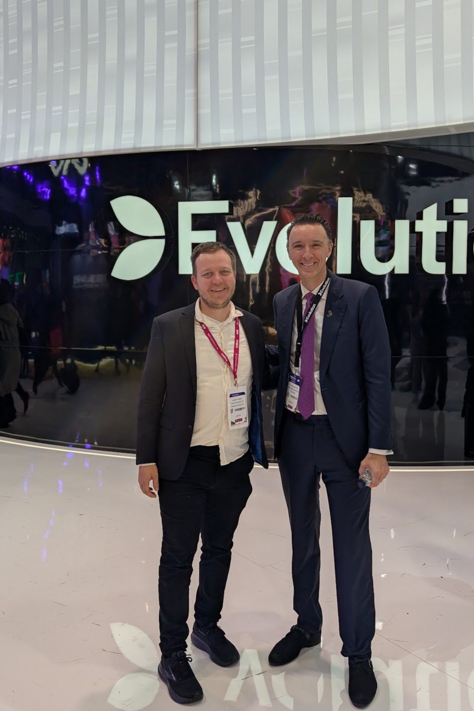 Gábor Szabó with Todd Haushalter at the Evolution stand, ICE Barcelona